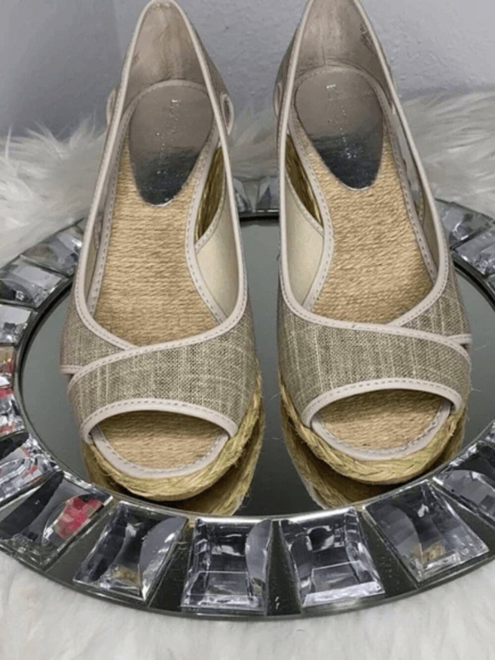 Donald J Pliner Coraa Linen Espadrille Wedge Sandals Women's 8.5M Neutral Comfy - Picture 3 of 11